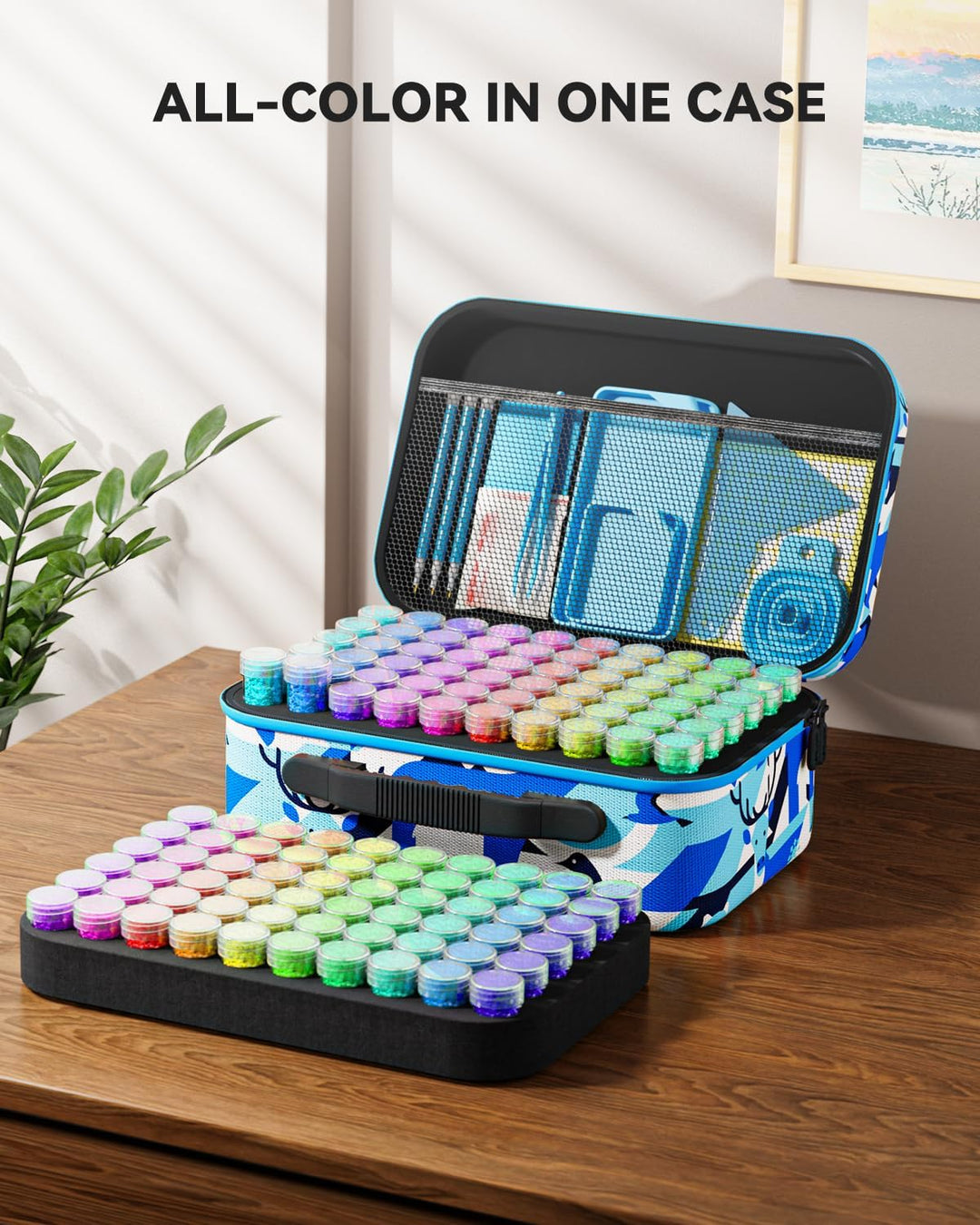 ARTDOT 5D Diamond Painting Zubehör Boxen, 120 Stück Diamant Painting Aufbewahrungsbox mit Koffer Tri