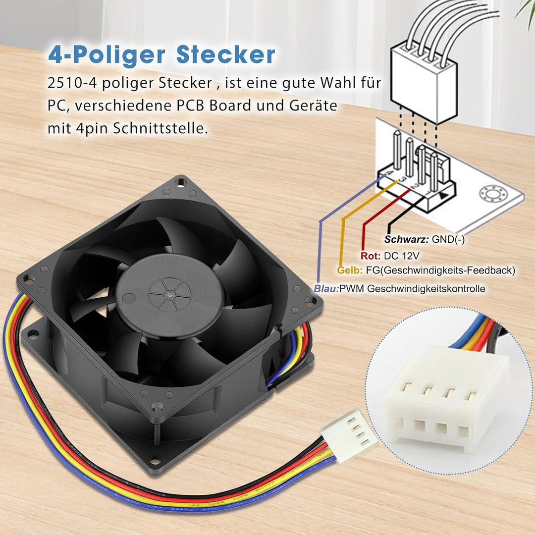GDSTIME 12v pwm lüfter 80mm 4pin 80x38mm lüfter Dual Kugellager 5500 U/min | lüfter 80mm 12v 4pin cp