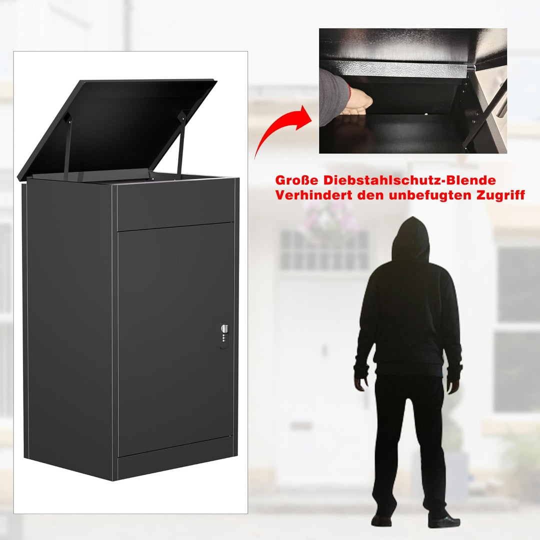Paketbox Briefkasten mit Paketfach Paketbox Draussen Gross XXL Diebstahlgeschützter Paketbriefkasten