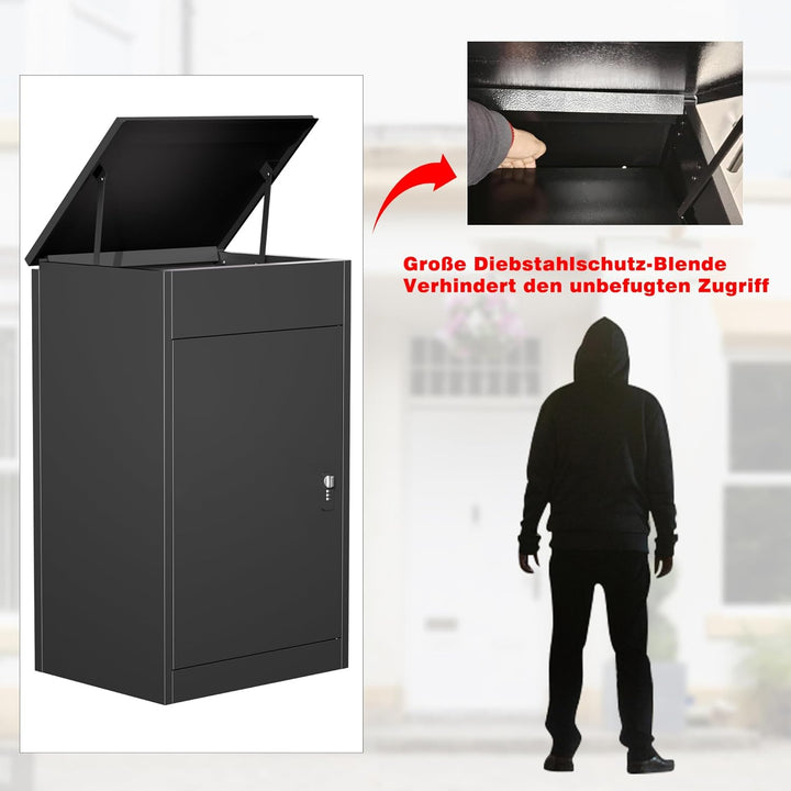 Paketbox Briefkasten mit Paketfach Paketbox Draussen Gross XXL Diebstahlgeschützter Paketbriefkasten