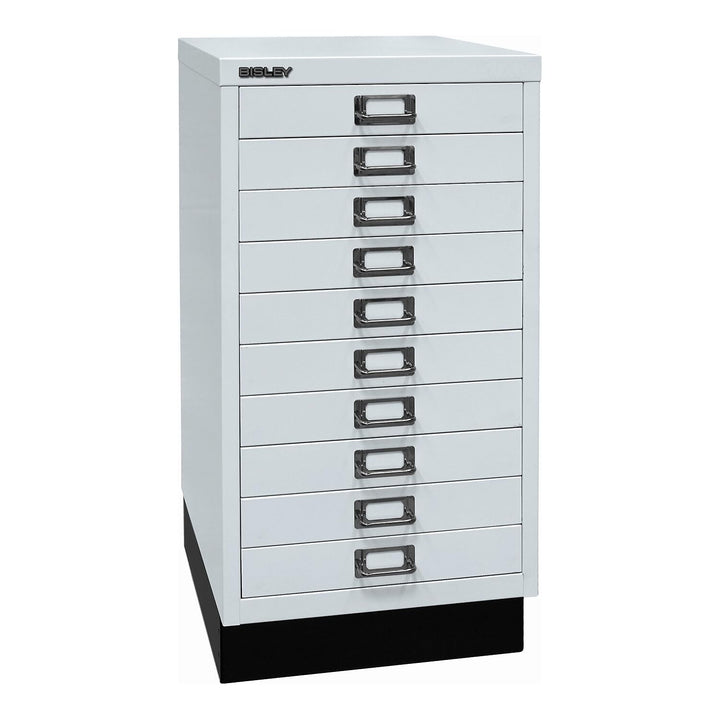 BISLEY MultiDrawer, 29er Serie mit Sockel, DIN A3, 10 Schubladen, Metall, 645 Lichtgrau, 43.2 x 34.9
