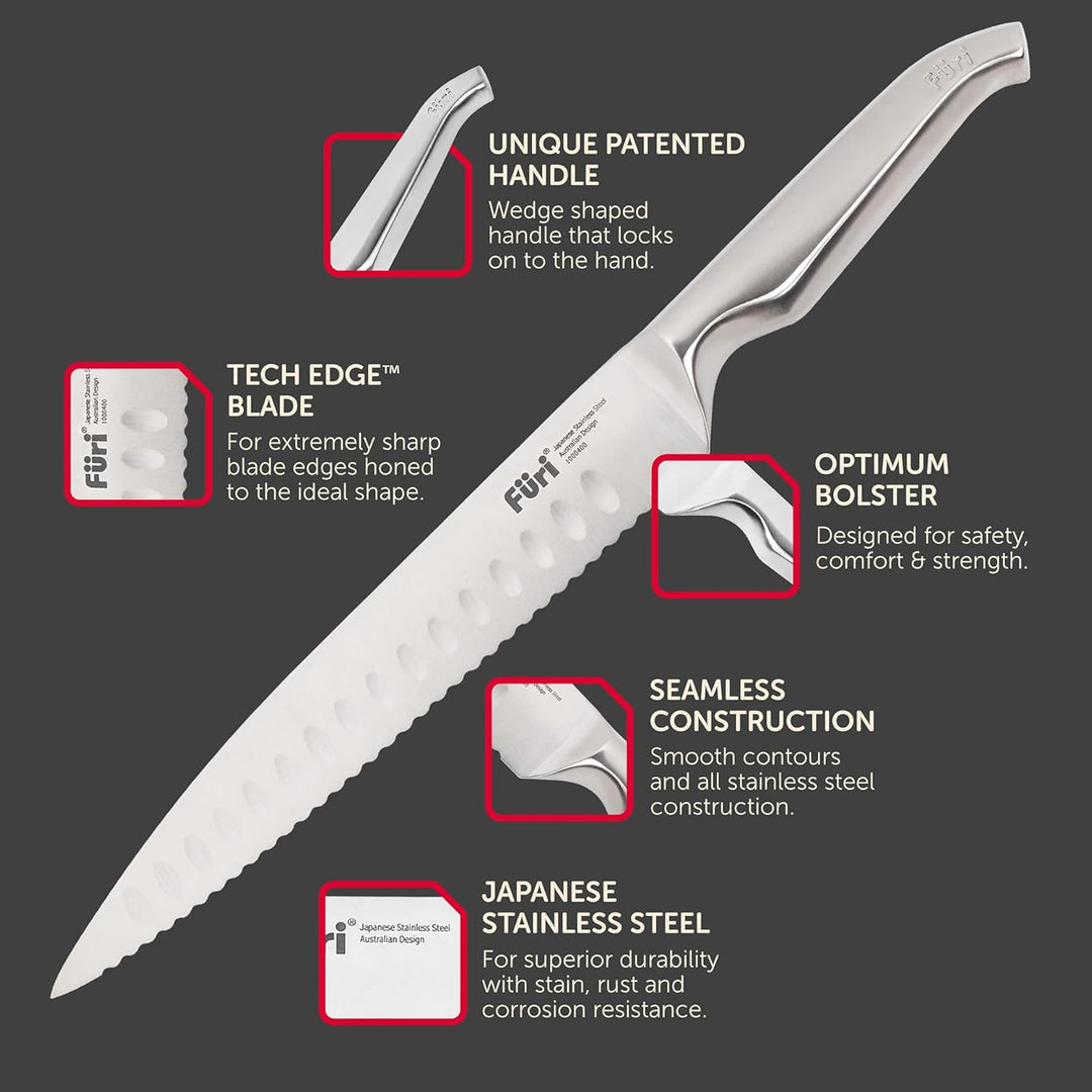 FURI Pro Brotmesser, aus rostfreiem japanischem Edelstahl, langes Sägemesser mit Wellenschliff zum l
