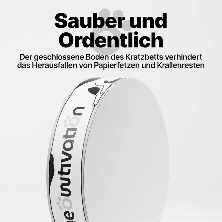 Kratzbett für Katzen - 46 cm grosses Kratzbrett XL aus 100% recycelter Wellpappe, rundes Katzenbett