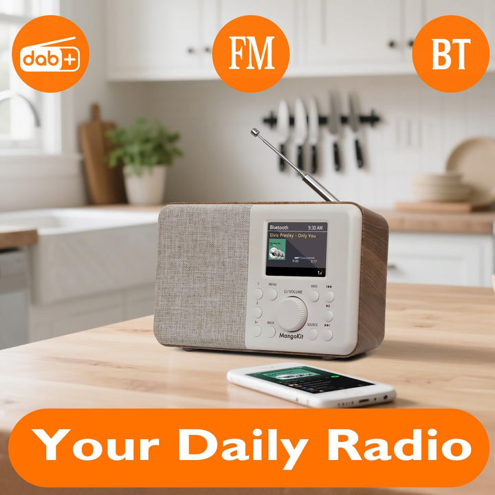 MD3 DAB/DAB+ Digitalradio mit 2.4'' Farbdisplay, UKW Digital Radio,Dab Radio mit Bluetooth 5.3 Tragb