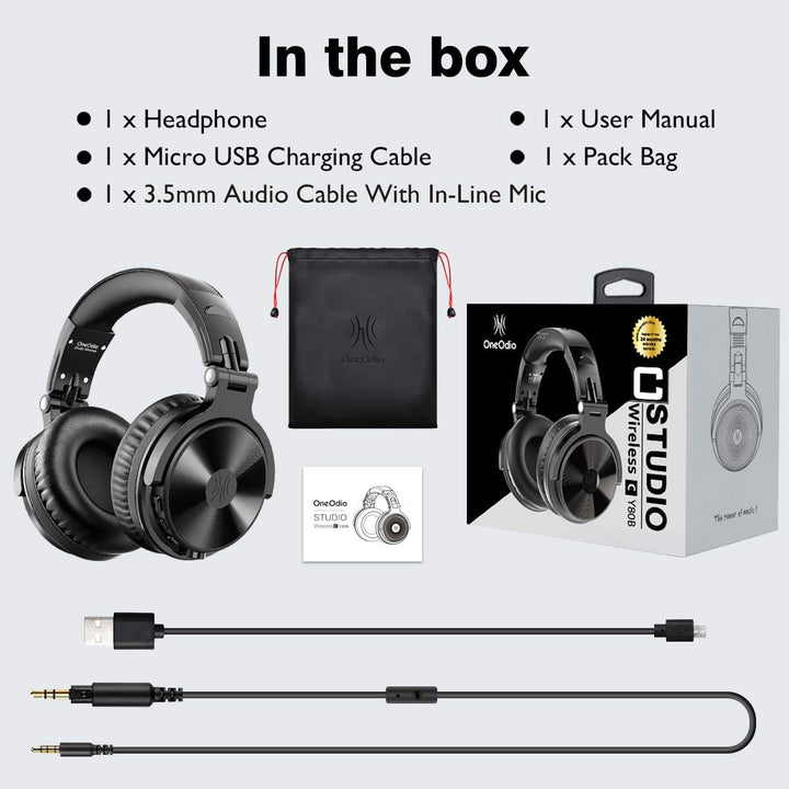Oneodio Kabellos & Verdrahtet Bass Stereo Ohr-Kopfhörer Hi-Fi Klang Bluetooth Faltbare,30 Stunden Sp