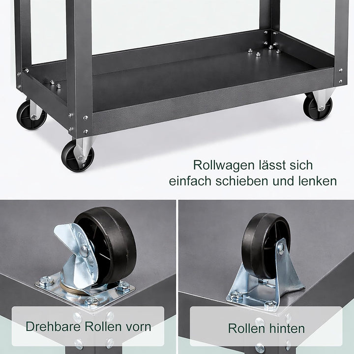 Relaxdays Werkstattwagen, Werkzeugwagen mit 3 Ebenen, mobiler Montagewagen, bis 100 kg belastbar, HB