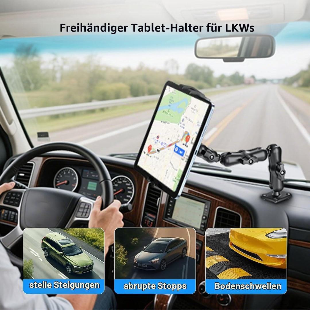 PLDHPRO Tablet Halterung Auto Bohrbasis, Tablethalterungen Auto für LKW Armaturenbrett, Wand &amp; Schre