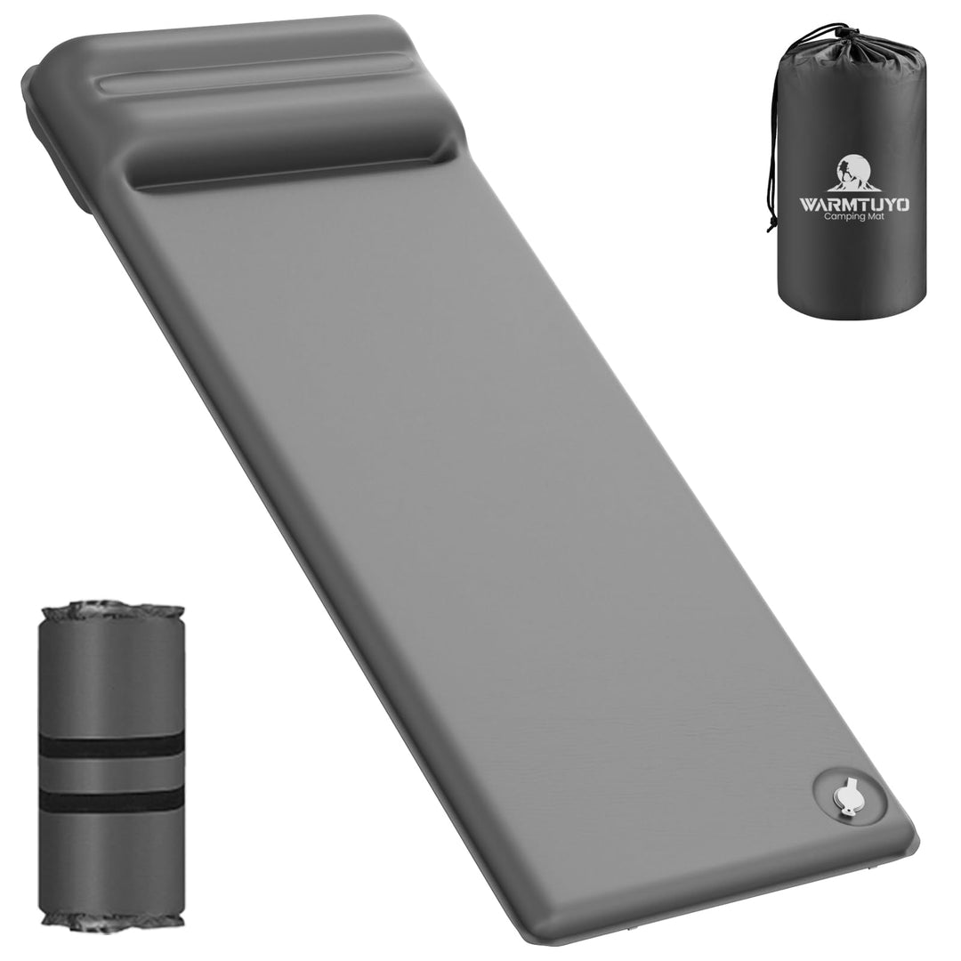 WARMTUYO Camping Isomatte, R-Wert 8,5, Extra Warme Schaumstoff-Schlafmatte mit Integriertem Kissen,