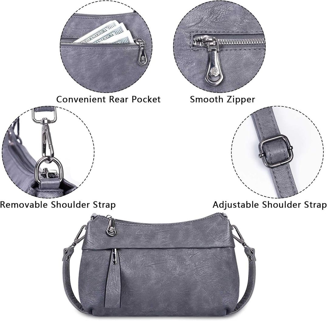 HUA ANGEL Mittelgross Handtasche Damen UmhäNgetasche Echt Leder Mit Mehreren Fächer Für Handy Und Po