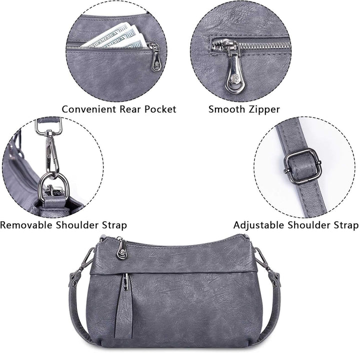 HUA ANGEL Mittelgross Handtasche Damen UmhäNgetasche Echt Leder Mit Mehreren Fächer Für Handy Und Po