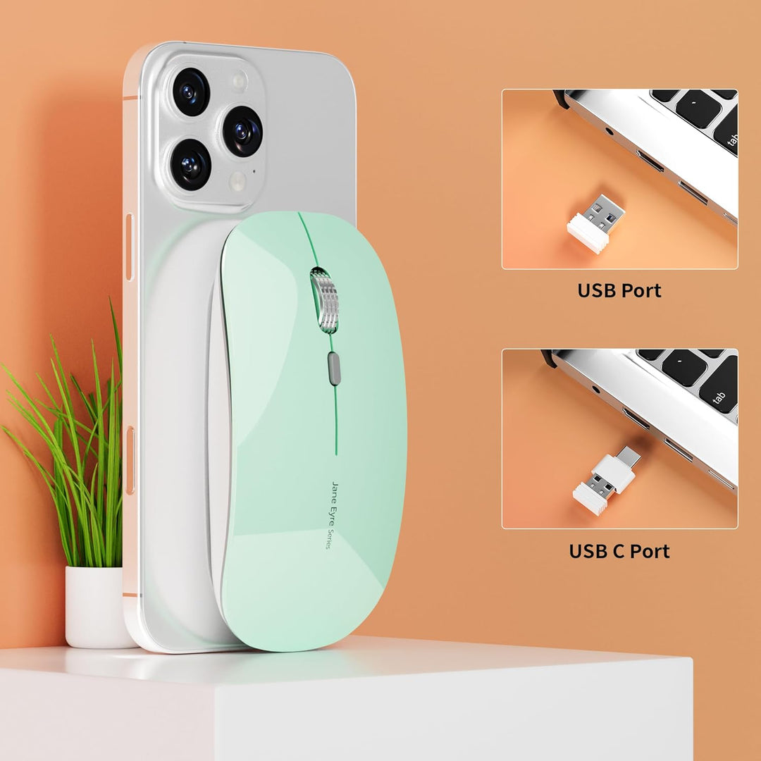 Uiosmuph Q5 Kabellos Maus, Wiederaufladbar Funkmaus 2.4G Leise Funkmaus Ultra Dünn Wireless Computer