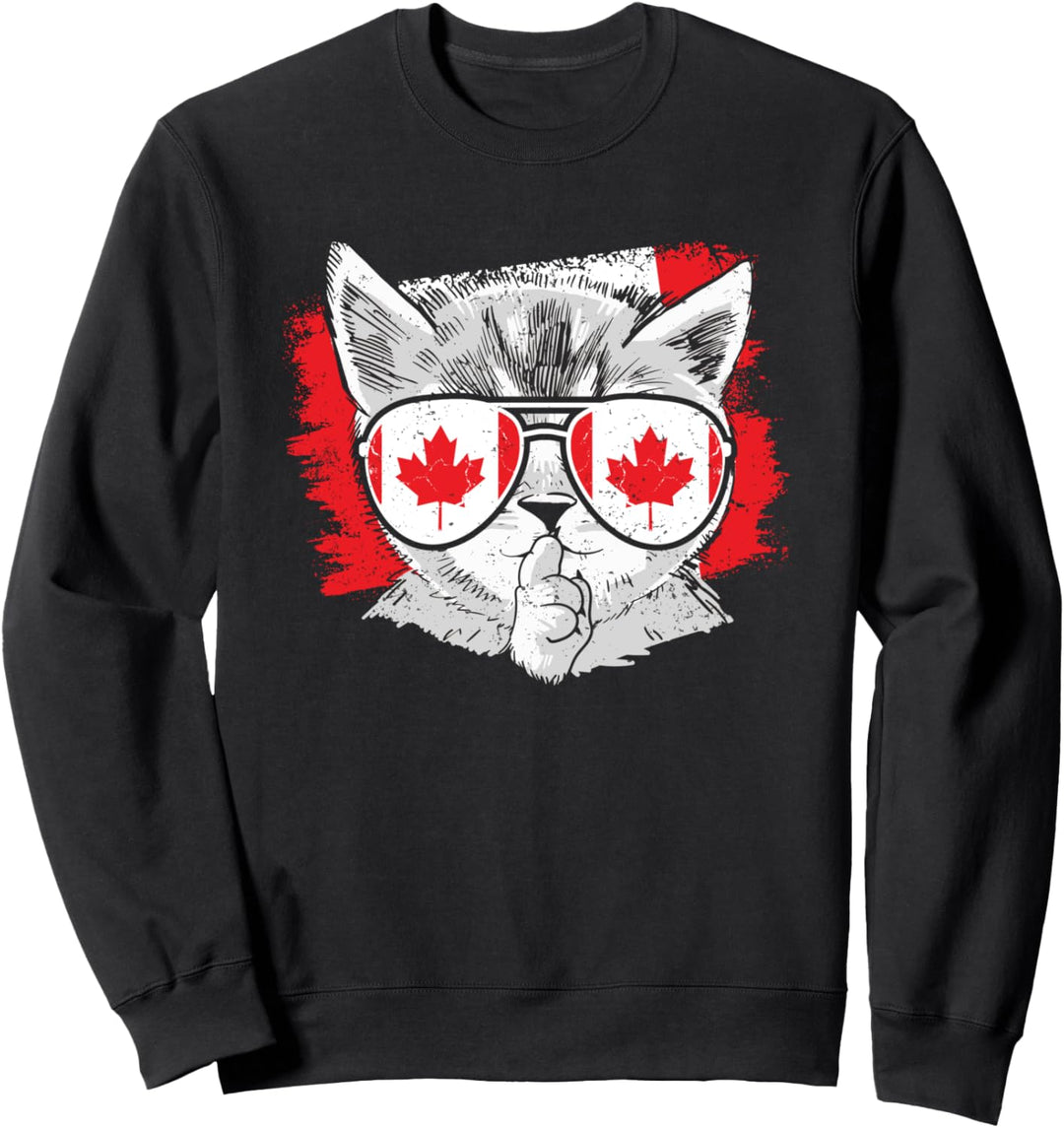 Canada Flag Cat Canadian Sunglasses Roots Leaf Pride Travel Sweatshirt