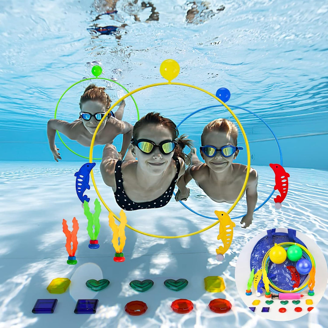 Pool Spielzeug ab 5 6 7 8 9 Jahren Jungen Mädchen, Tauchspielzeug Tauchringe Kinder Set Poolspielzeu