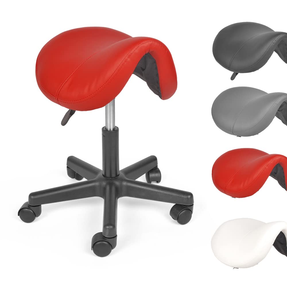 Mingone Sattelhocker Ergonomischer Arbeitshocker Höhenverstellbarer Bürohocker mit Rollen Sattelstuh