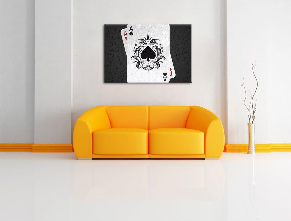 Pixxprint Spielkarte Ass als Leinwandbild/Grösse: 100x70 cm/Wandbild/Kunstdruck/fertig bespannt, 100