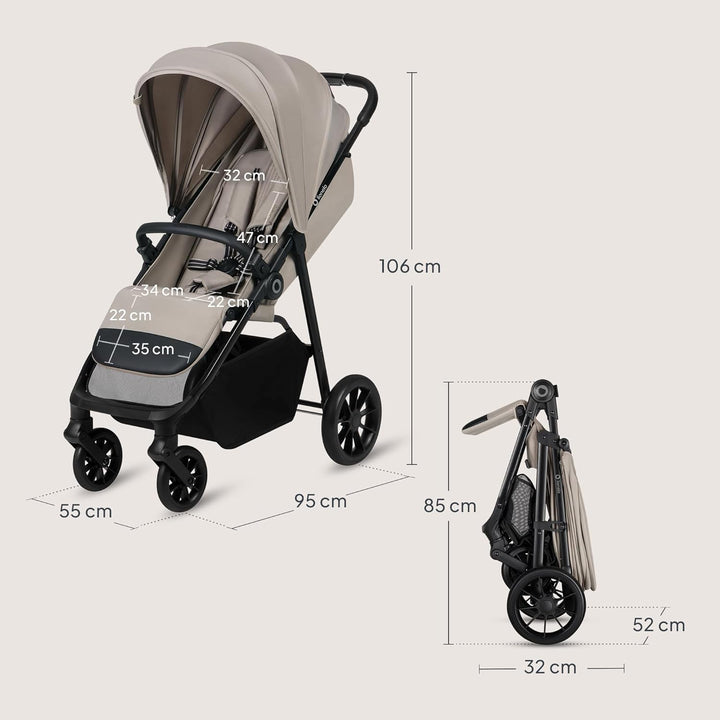 Lionelo Emerald Buggy bis 22 kg, 6 Monate–4 Jahre, EVA-Räder 360° mit Federung, einhändig faltbar, 9