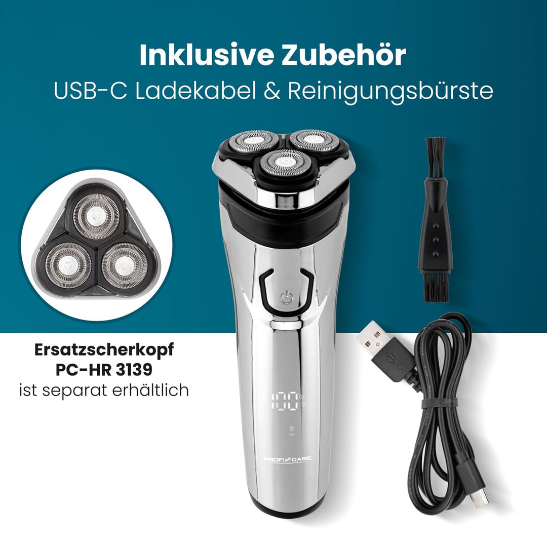 ProfiCare® Rasierer Herren elektrisch | 3-fach Schersystem | flexible Scherköpfe | mit Langharschnei