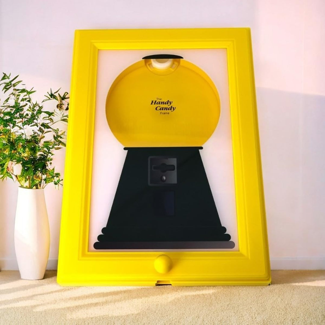 Interaktiver Kaugummiautomat mit Bilderrahmen zur Wandmontage, ideal für Küche und Büro, mit lustige
