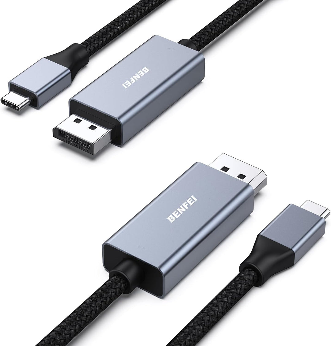 BENFEI USB C auf DisplayPort Kabel 1,8M(4K@144Hz/120Hz/60HZ,2K@240Hz/144Hz),2 Stück USB Typ C(Thunde