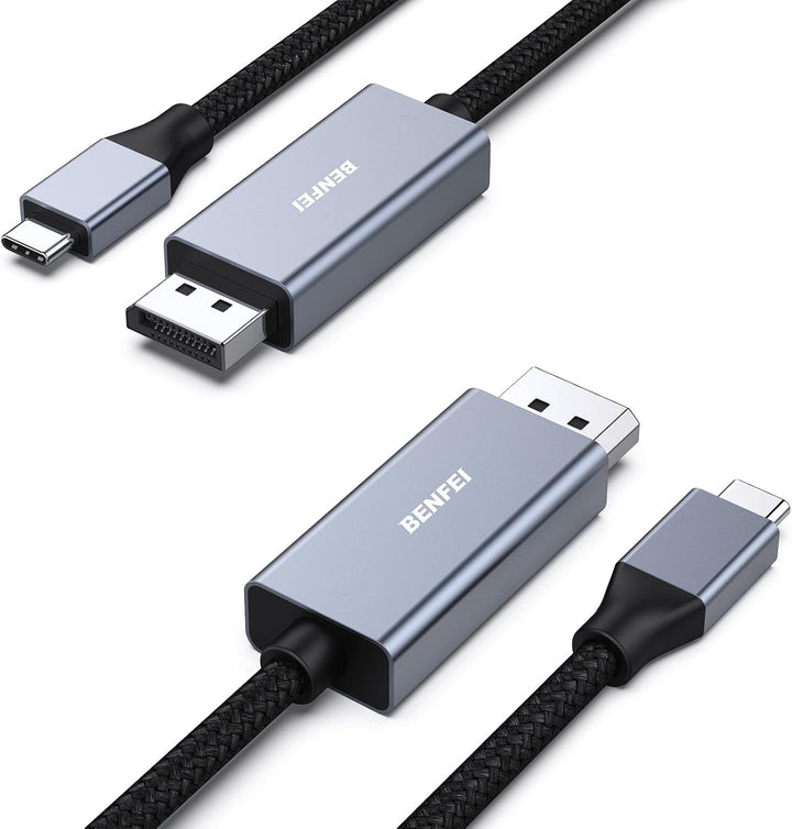 BENFEI USB C auf DisplayPort Kabel 1,8M(4K@144Hz/120Hz/60HZ,2K@240Hz/144Hz),2 Stück USB Typ C(Thunde