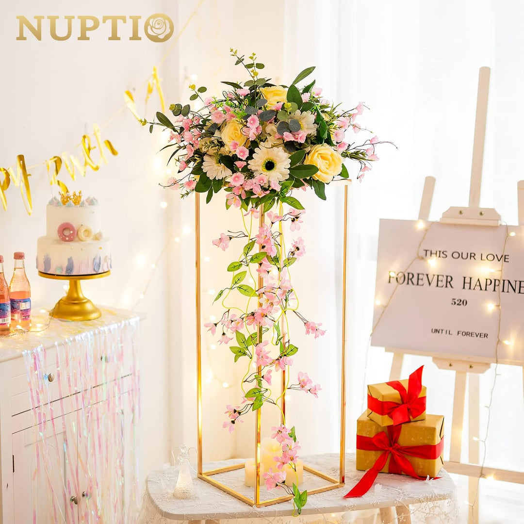Nuptio Gold Vase für Hochzeit Tafelaufsätze - 2 Stück 80cm Hohe Metallblumenvasen Blumen Stehen für