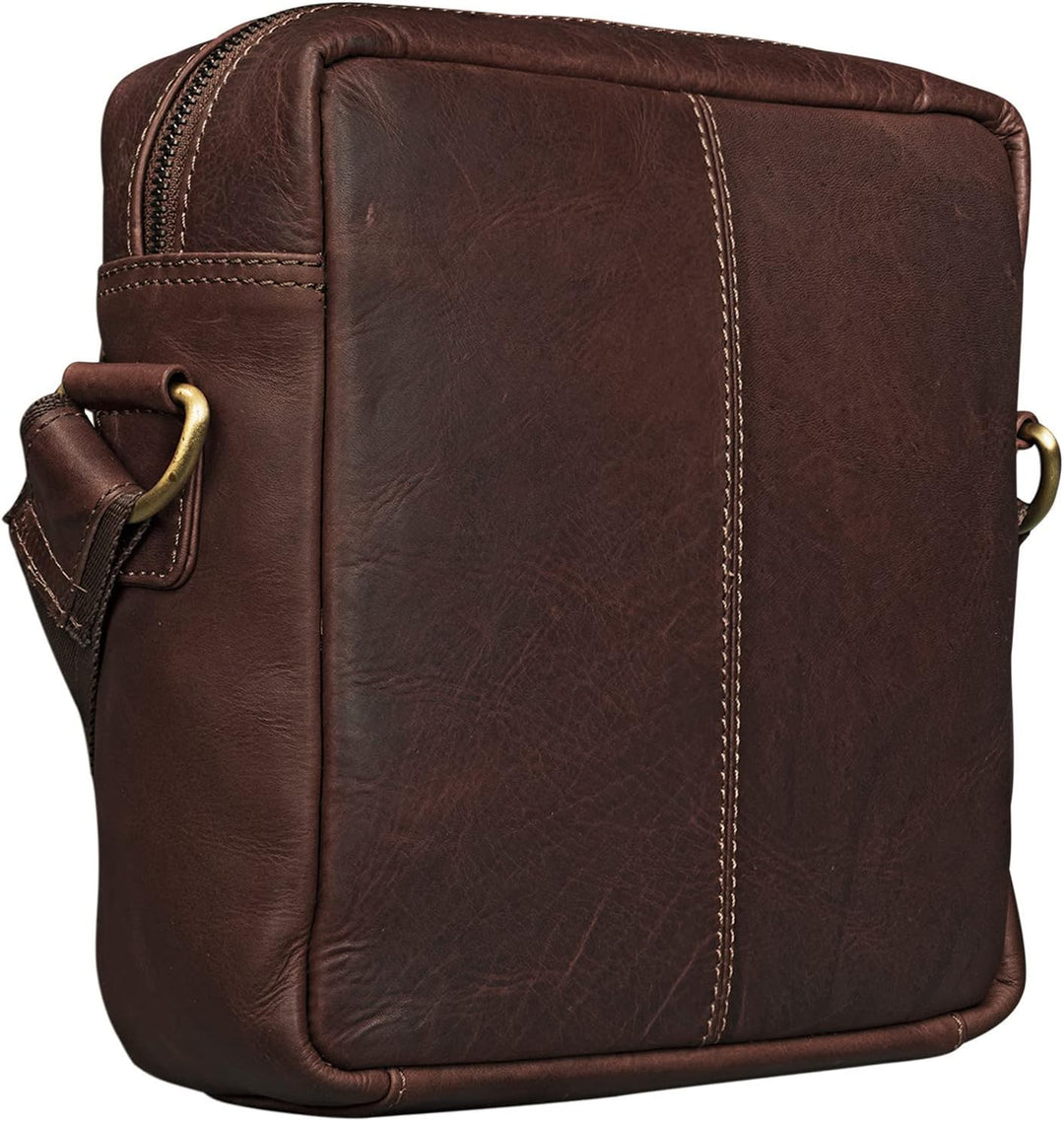 STILORD 'Nathan' Umhängetasche Herren Leder klein braun Vintage Herrentasche 10,1 Zoll Tablettasche