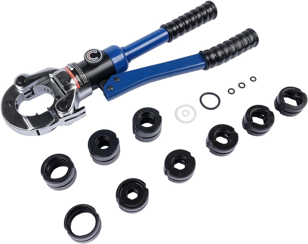 360° Hydraulisches Krimptool für Kupferrohre (12, 15, 18, 22, 28 mm) und PEX-AL-PEX Rohre (16, 20, 2