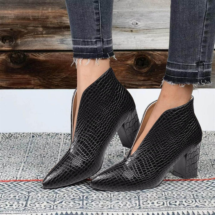 Stiefeletten Damen mit Absatz Schnürstiefel Boots Kurzerschaft Elegante Schnürschuhe Dicke Klassisch