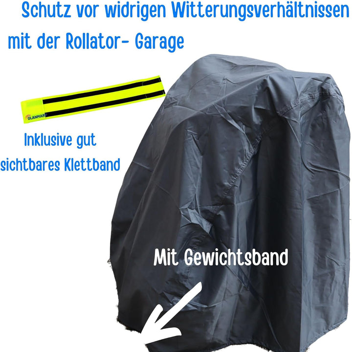MPB Pieper PREMIUM ROLLATOR GARAGE MIT GEWICHTSBAND + Olanmarp Klettband mit Streifen - Ultimativer
