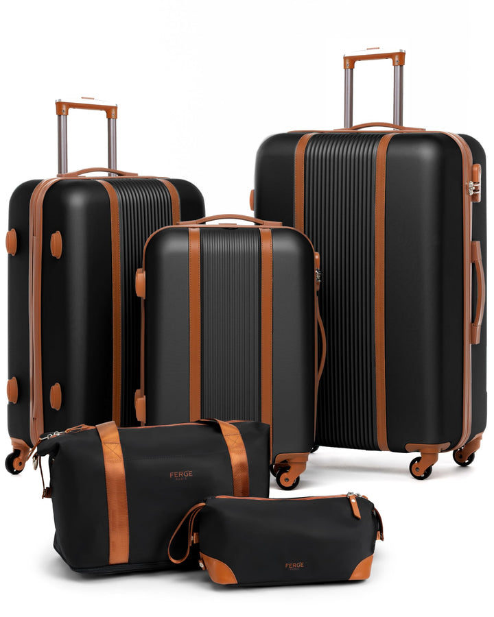 FERGÉ Kofferset Hartschale 5-teilig Milano 3 Grössen Hartschalenkoffer Set + Reisetasche + Kulturbeu