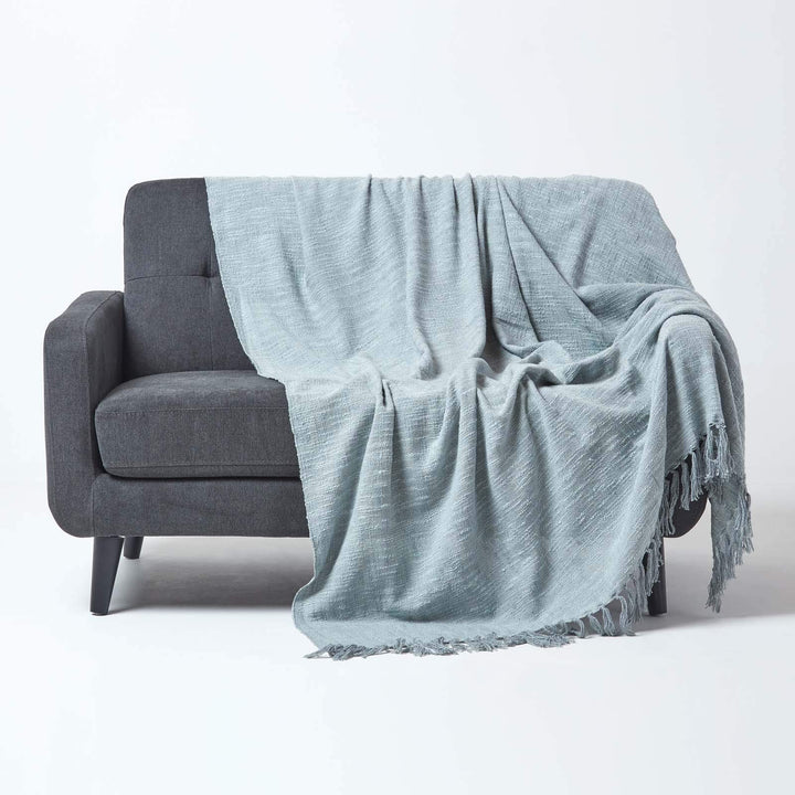 Homescapes extra grosse Tagesdecke Nirvana, grau, Wohndecke/Sofaüberwurf aus 100% Baumwolle, 225 x 3