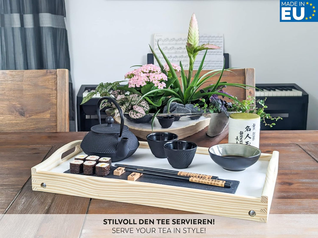 Rubberneck Betttablett aus Birkenholz, mit klappbaren Beinen, als Frühstückstablett und Serviertable