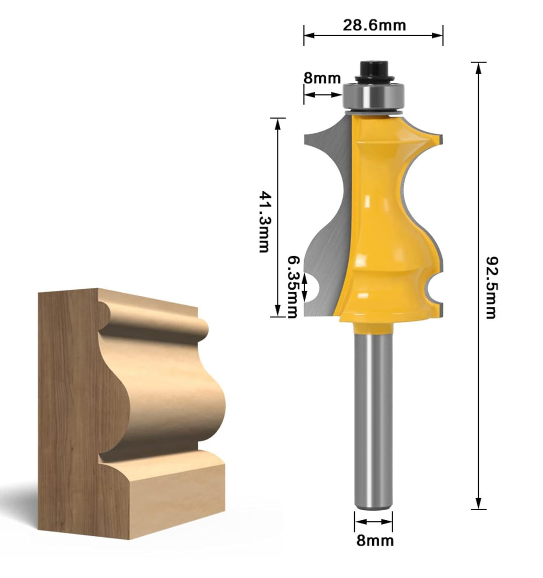 APlus 8 mm Schaft Architectural Moulding Fräser Set, Formfräser für Holzbearbeitung, Fräser für Ober