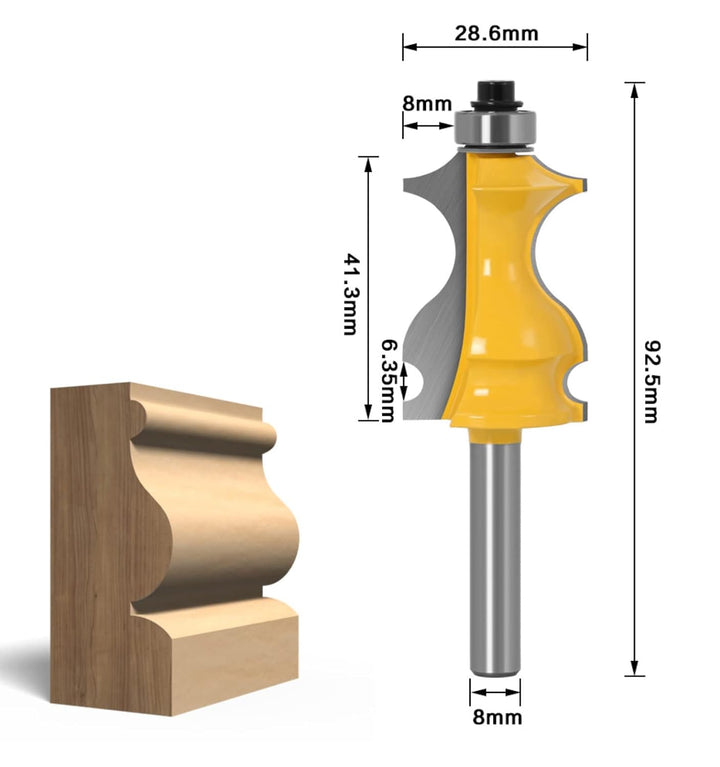 APlus 8 mm Schaft Architectural Moulding Fräser Set, Formfräser für Holzbearbeitung, Fräser für Ober