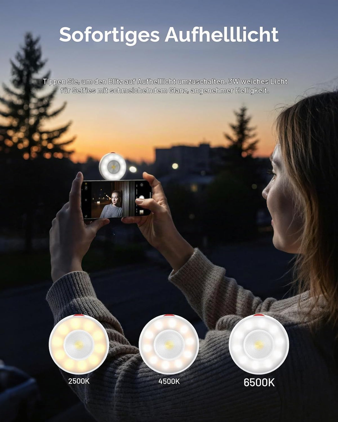 TELESIN 2-in-1 Magnetische Selfie-Leuchte mit Blitzlicht, MagSafe-kompatibel, CRI 85+, 5000 Lux Ring