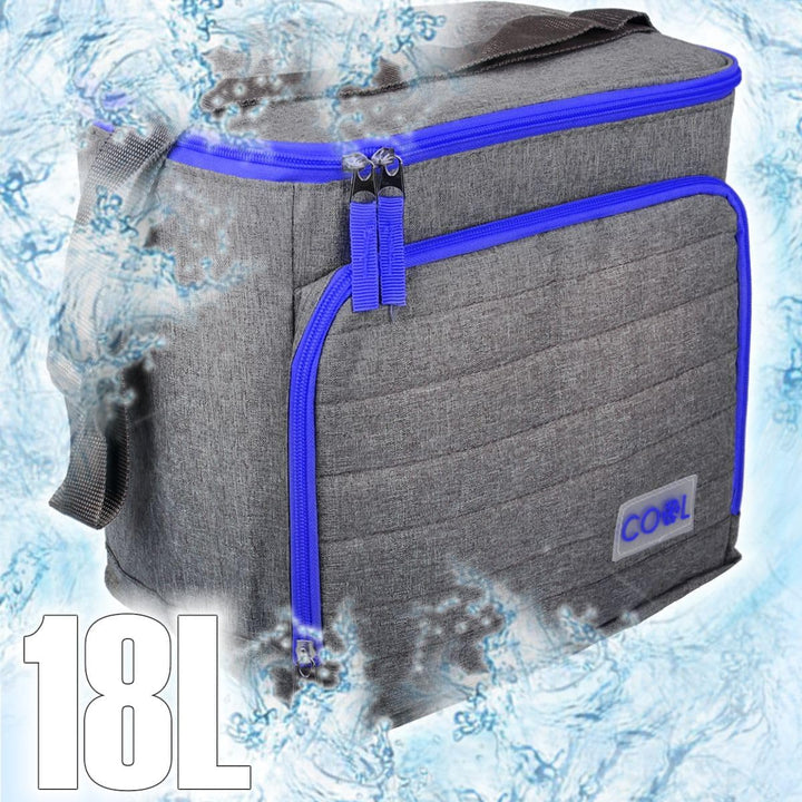 18 Liter Kühltasche Thermotasche Einkauf Picknick Schwimmbad Tasche Isoliertasche Grau-Blau, Grau-Bl