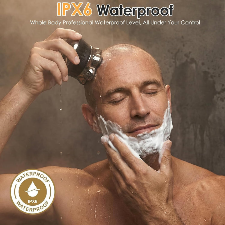Glatzenrasierer für Männer, Magnetischer 7D Elektrorasierer, IPX6 wasserdicht trocken/nass, LED-Disp