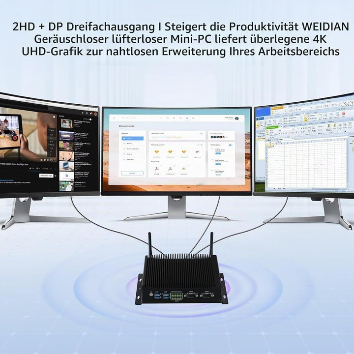 WEIDIAN PC Lüfterlos Industrie Mini PC Lüfterloser Core i7 10810U, Win 11 Industrial Computer GPIO,