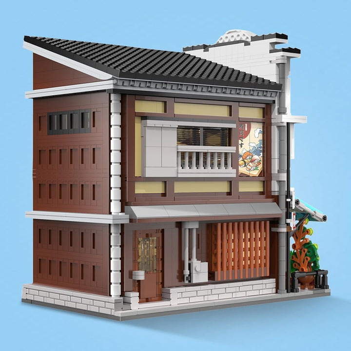 CaDA Master Japanisches Sushi-Haus Bausteinset C66018W Kreativer Stadtbaustein-Bausatz mit Beleuchtu