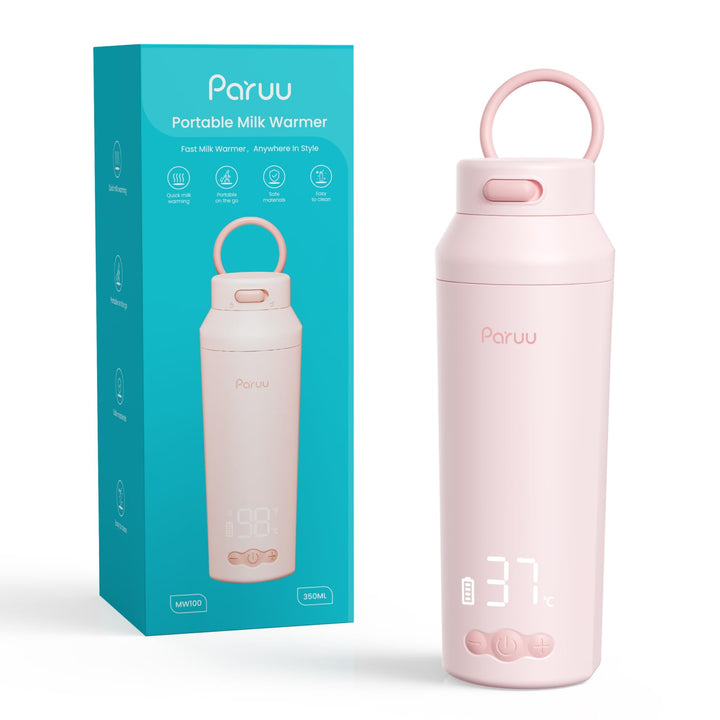 Paruu Tragbarer Flaschenwärmer Baby Unterwegs, Schnellaufheizen in 2 Min, Leicht zu Reinigende Weite
