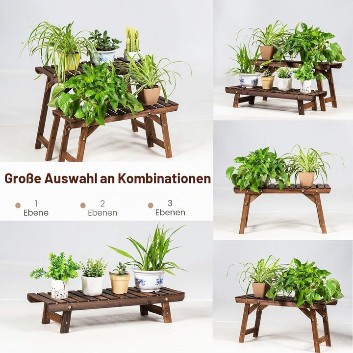 Pflanzenregal aus Holz, Blumenständer für Innen- und Aussenbereiche, Mehrzweck-Topfhalter, Pflanzens