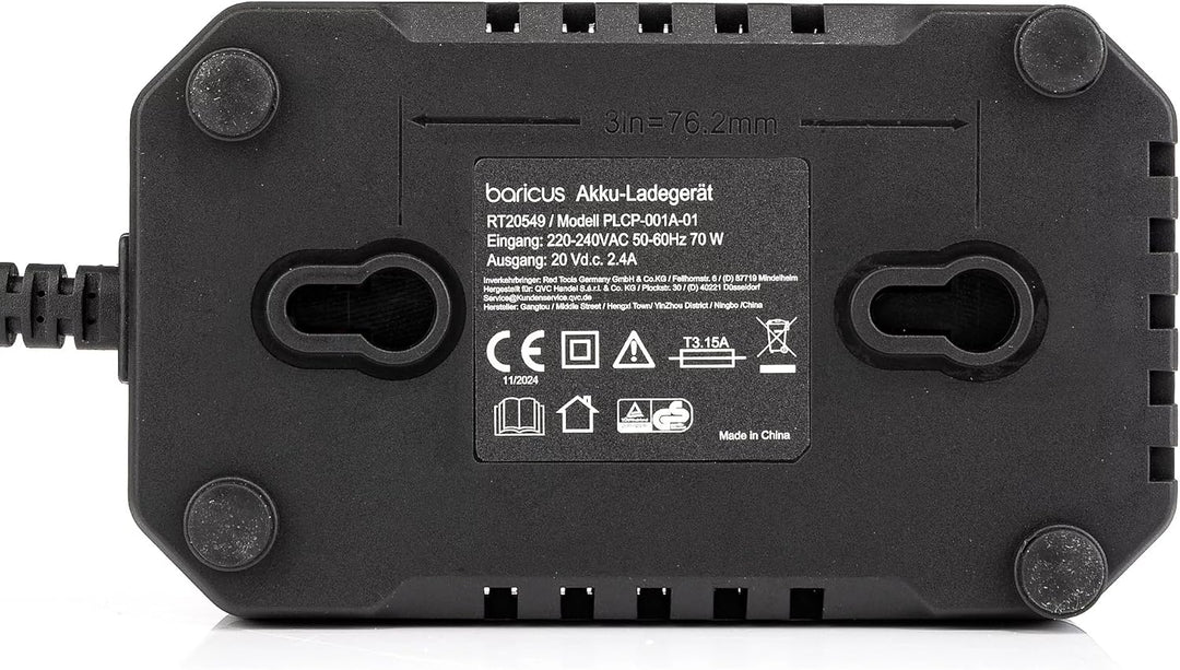 Baricus Schnellladegerät 18V – Ladegerät geeignet für alle 18V 2Ah & 4Ah Baricus Akkus - B-Ware