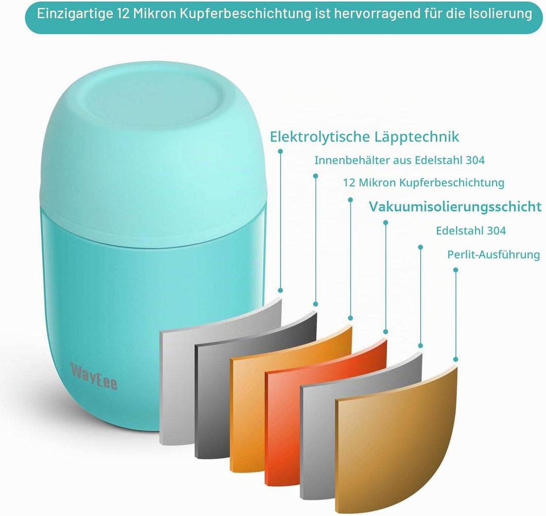 Thermobehälter für Essen 450ml, 710ml Thermobecher Essen Edelstahl Warmhaltebehälter mit Löffel Esse