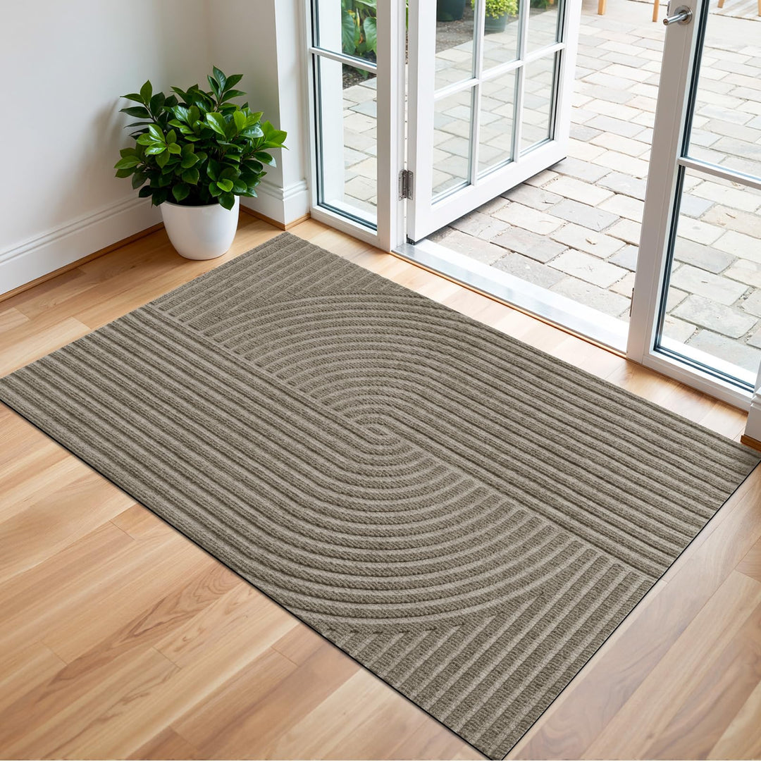 Fussmatte Innen Aussen 90x150cm, rutschfeste Schmutzfangmatte mit Saugkraft, Türmatte Waschbar Langl