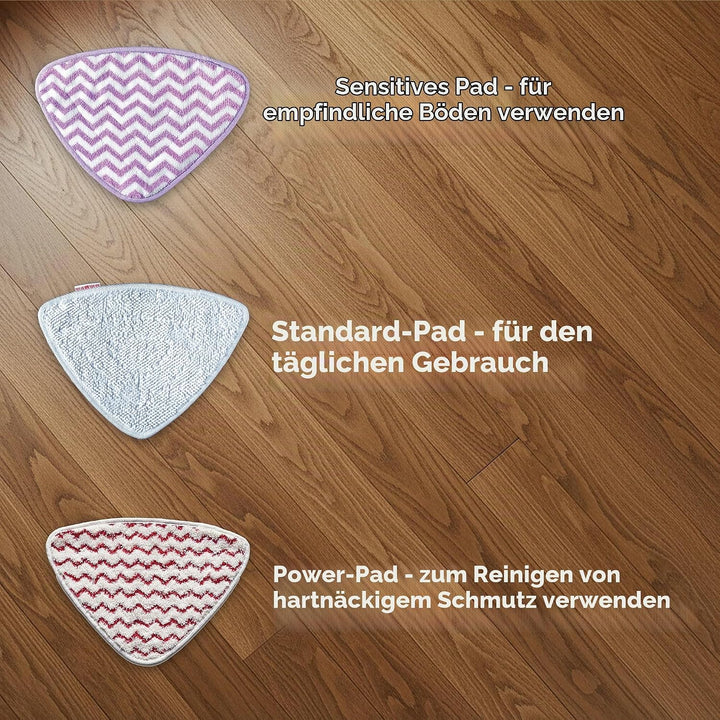 Vileda Steam Plus Pro Sensitive Pad, perfekt für empfindliche Böden, dank dreieckiger Form ideal für
