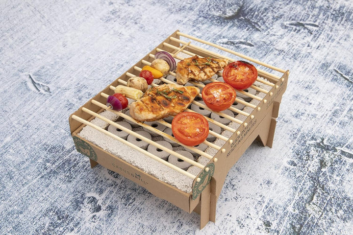 Öko Einweggrill (5 Stück) - Das Original - Einmalgrill für Camping Strand Park 100% Nachhaltig 50% w
