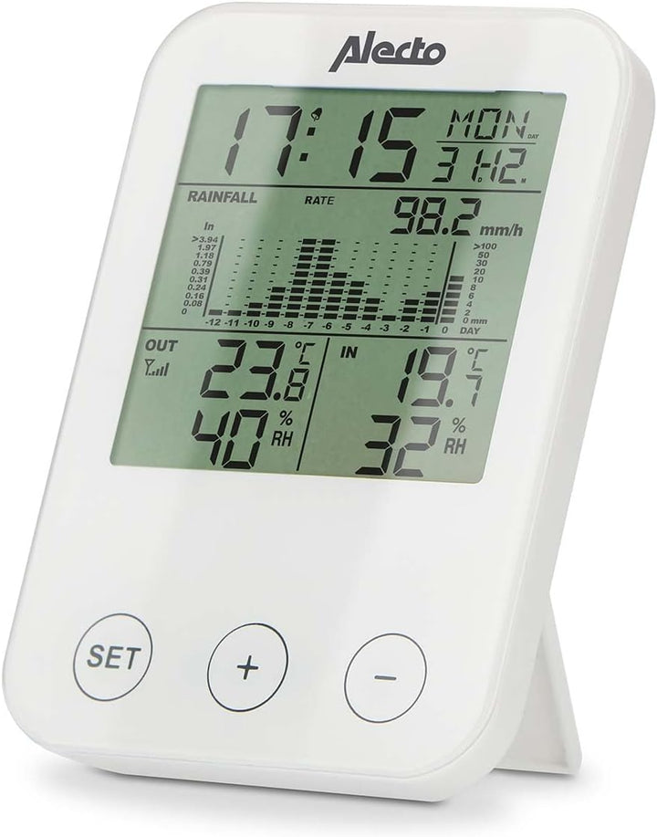 Alecto WS-1200 Wetterstation, Temperaturmessung, Luftfeuchtigkeit, Niederschlagsmessung, kabellos, b