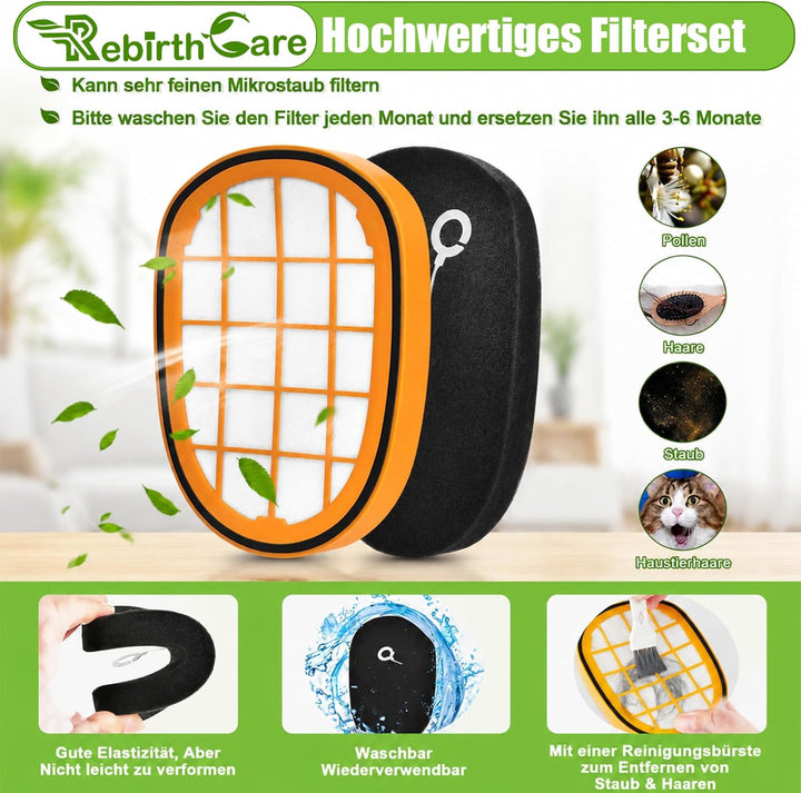 Rebirthcare 6 Stück Filter für Philips Speedpro Max Aqua Akkusauger FC6813 Ersatzfilter für FC5005/0