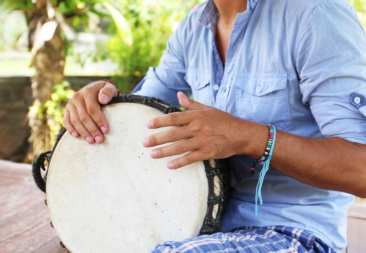 40cm Profi Djembe Trommel Bongo Drum Buschtrommel Percussion Motiv Buntes Muster Afrika Art - (Für K