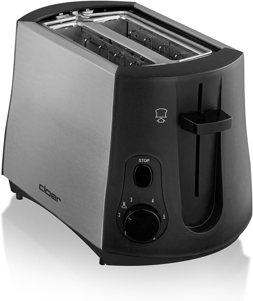 Cloer 3419 Toaster für 2 Toastscheiben, 825 W, integrierter Brötchenaufsatz, Nachhebevorrichtung, Kr